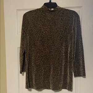 Andrea Jovine Gold and Black Animal Print Top